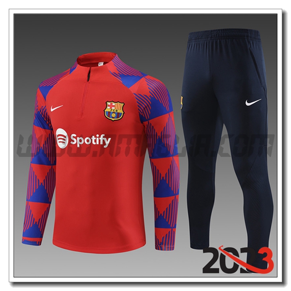 Tuta Allenamento FC Barcellona Bambino Rosso 2023 2024