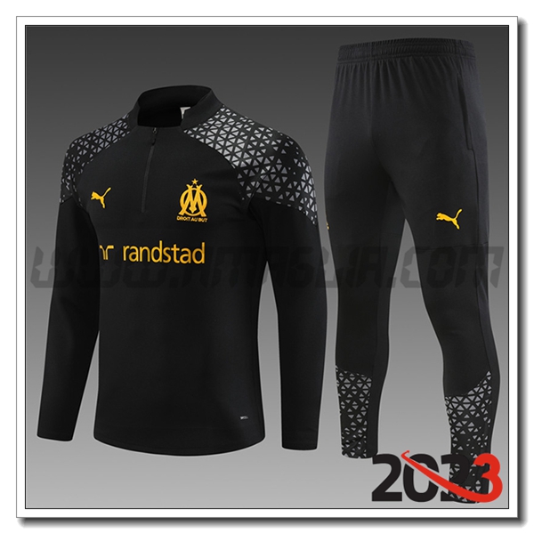 Tuta Allenamento Marsiglia Bambino Nero 2023 2024 -02