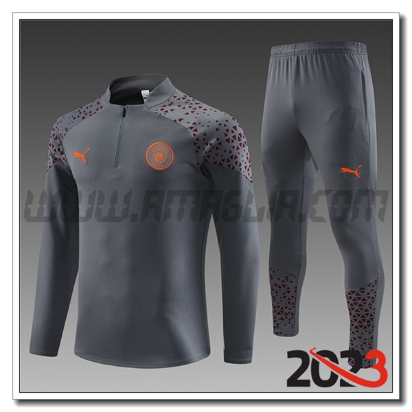 Tuta Allenamento Manchester City Bambino Grigio Scuro 2023 2024
