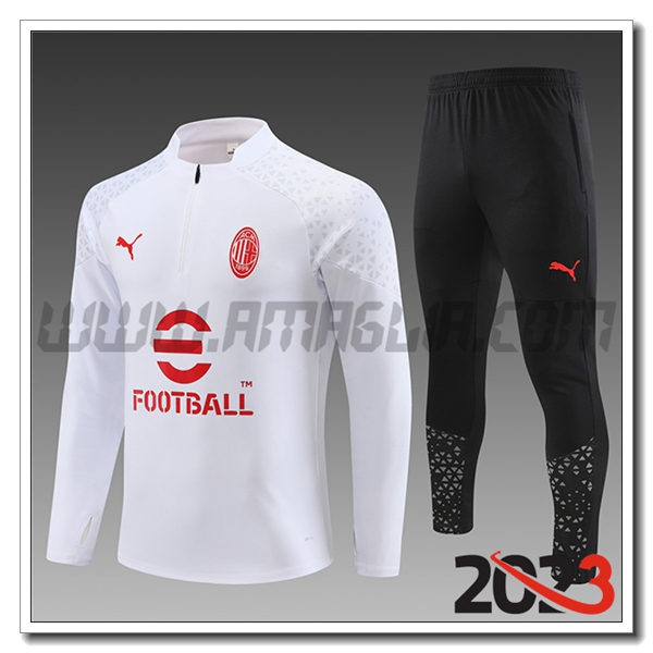 Tuta Allenamento AC Milan Bambino Bianco 2023 2024
