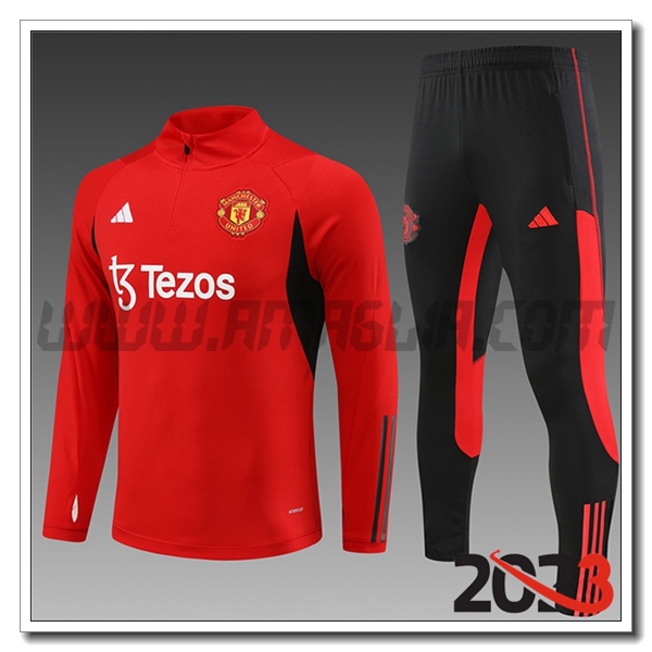 Tuta Allenamento Manchester Bambino United Rosso 2023 2024