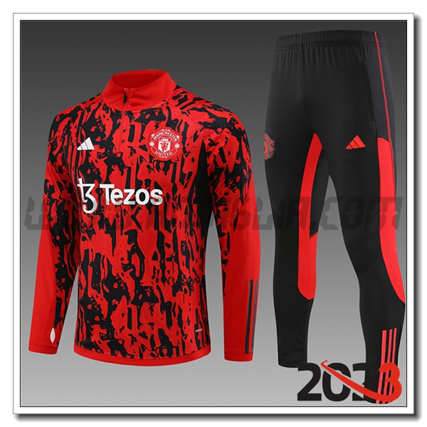 Tuta Allenamento Manchester Bambino United Rosso/Nero 2023 2024
