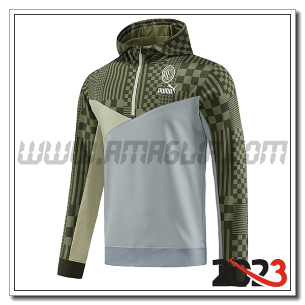 Felpa Allenamento Cappuccio AC Milan Verde/Grigio 2023 2024