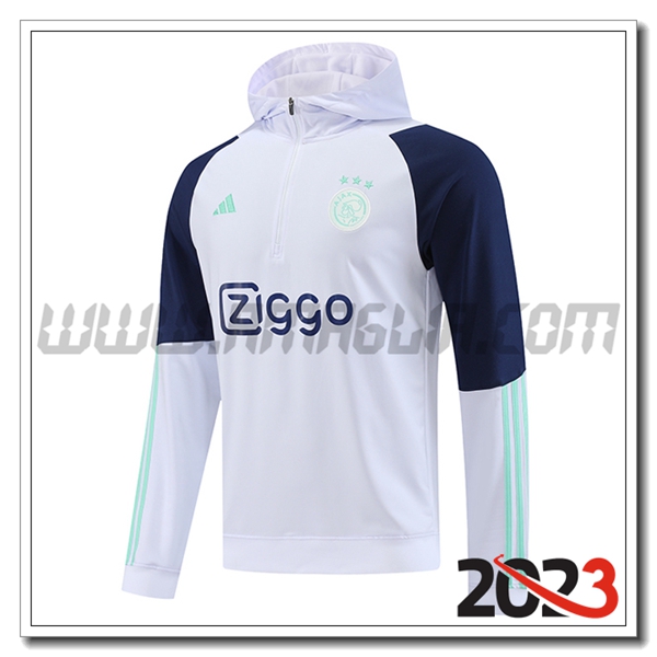 Felpa Allenamento Cappuccio Ajax Bianco 2023 2024