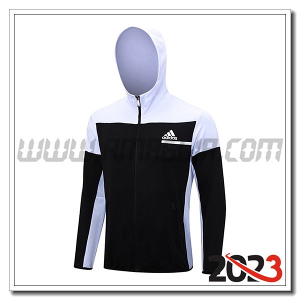 Giacca Con Cappuccio Adidas Nero/Bianco 2023 2024