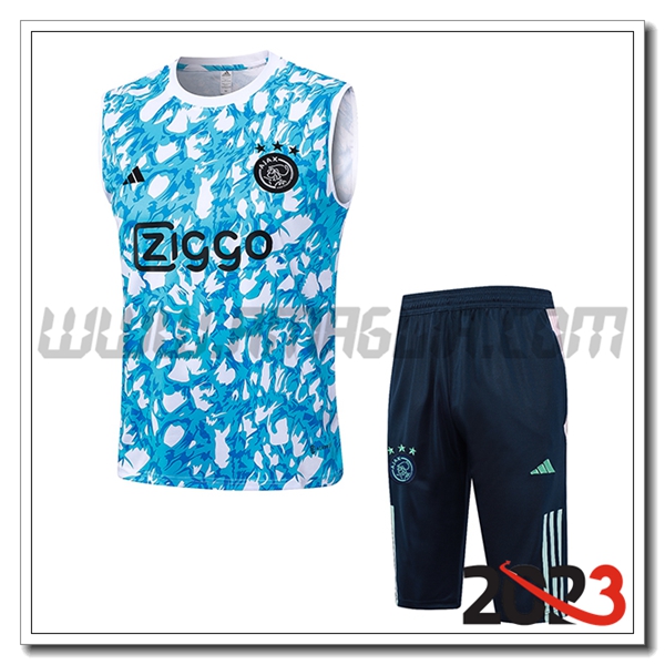 Kit Canotta Allenamento + Pantaloncini Ajax Azzurro 2023 2024
