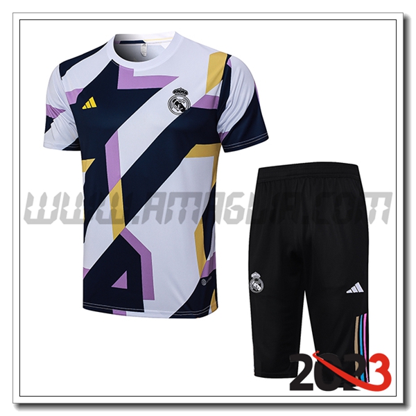 Kit Maglia Allenamento + Pantaloncini Real Madrid Bianco 2023 2024 -08