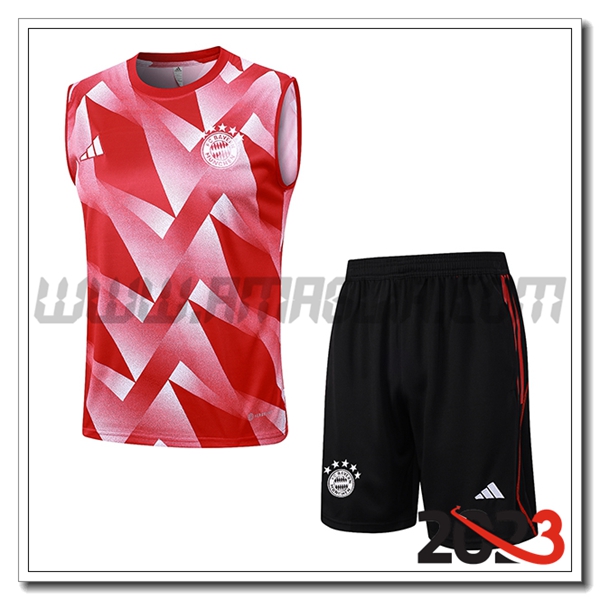 Kit Canotta Allenamento + Pantaloncini Bayern Monaco Rosso 2023 2024 -03