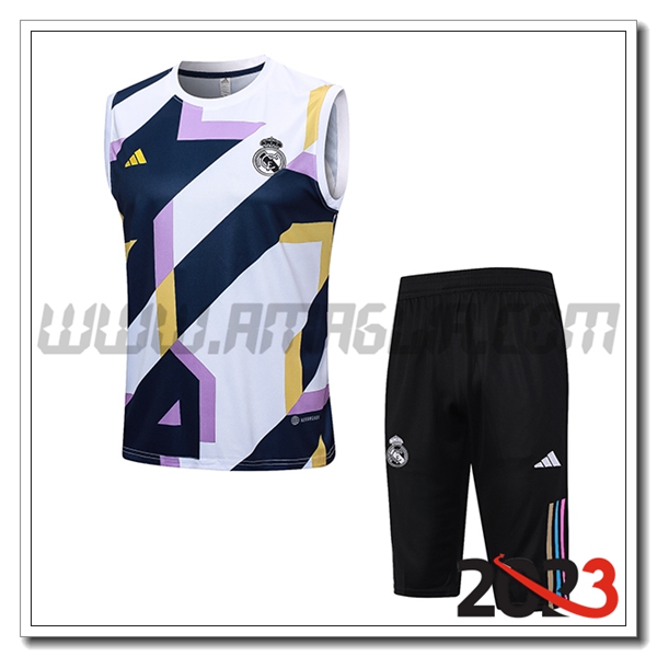 Kit Canotta Allenamento + Pantaloncini Real Madrid Bianco 2023 2024 -05