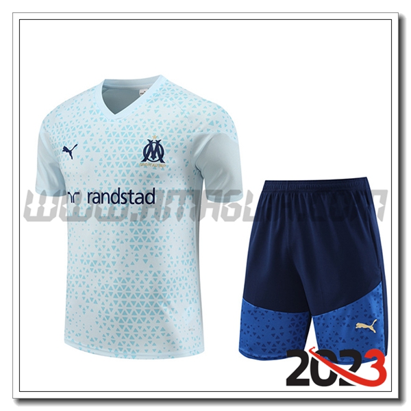 Kit Maglia Allenamento + Pantaloncini Marsiglia Azzurro 2023 2024 -02