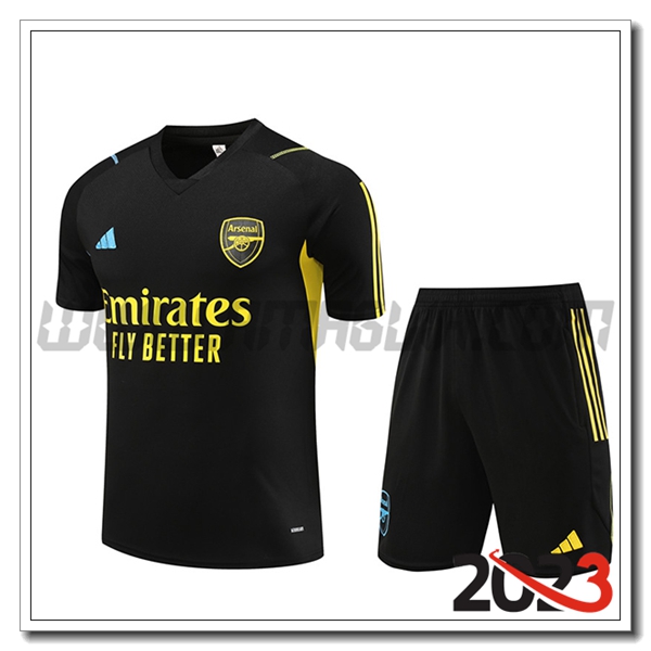Kit Maglia Allenamento + Pantaloncini Arsenal Nero 2023 2024 -04