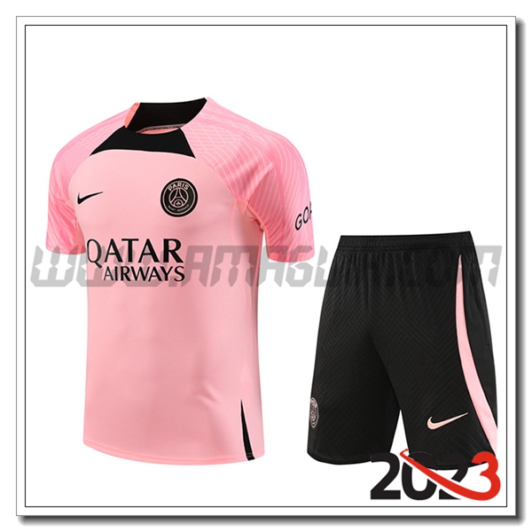 Kit Maglia Allenamento + Pantaloncini PSG Rosa 2023 2024