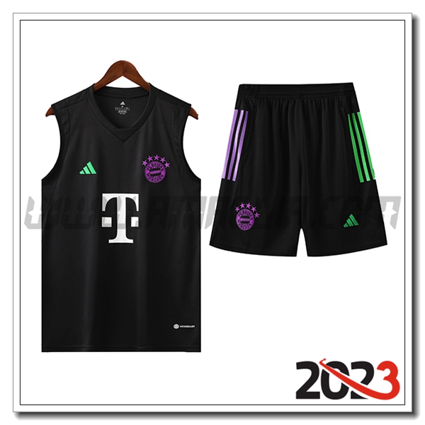 Kit Canotta Allenamento + Pantaloncini Bayern Monaco Nero 2023 2024 -03