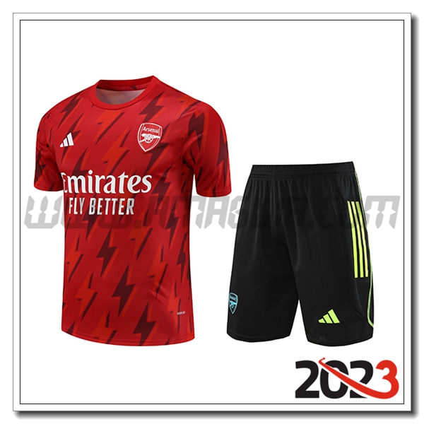 Kit Maglia Allenamento + Pantaloncini Arsenal Rosso 2023 2024 -04
