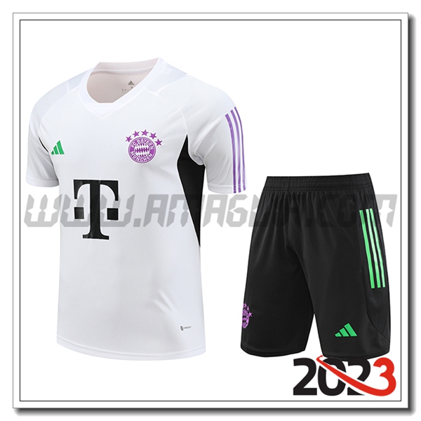 Kit Maglia Allenamento + Pantaloncini Bayern Monaco Bianco 2023 2024