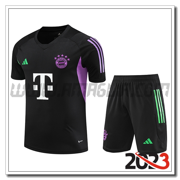 Kit Maglia Allenamento + Pantaloncini Bayern Monaco Nero 2023 2024 -05