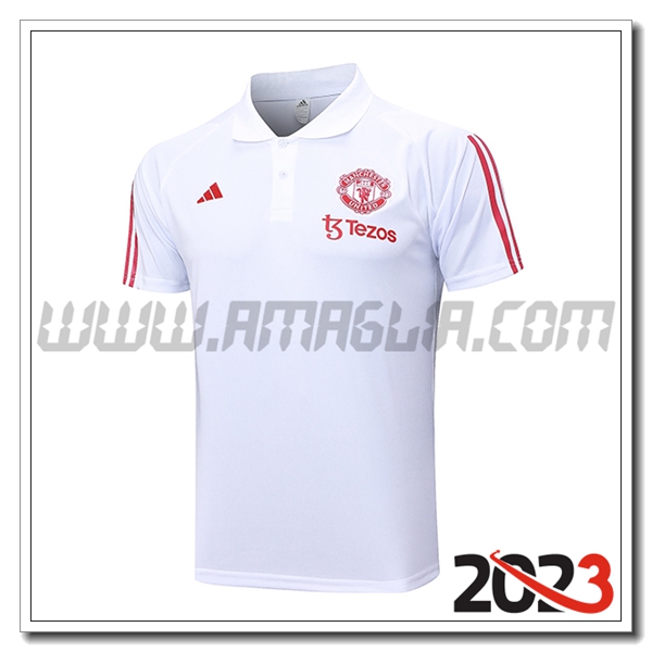 Maglia Polo Manchester United Bianco 2023 2024 -05