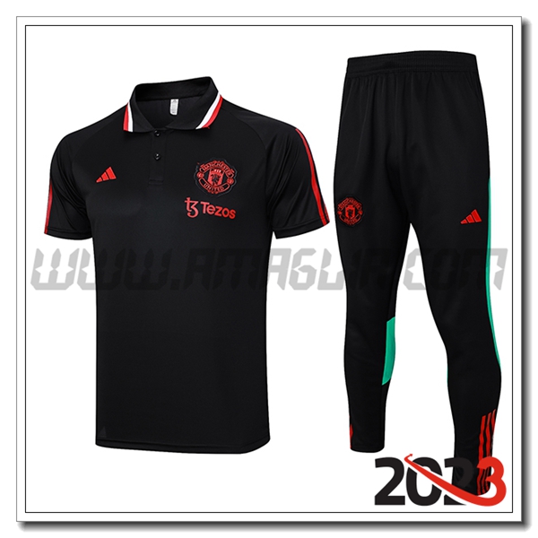Kit Maglia Polo Manchester United Nero 2023 2024