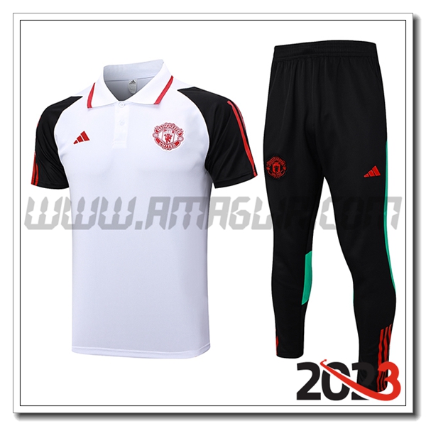 Kit Maglia Polo Manchester United Bianco 2023 2024 -03