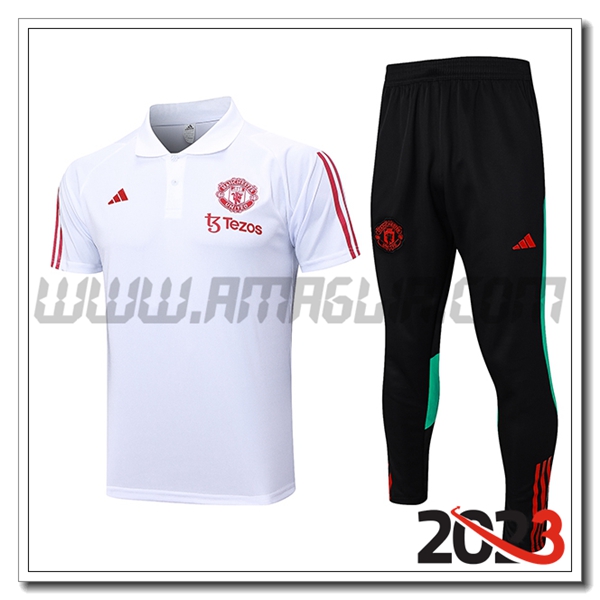 Kit Maglia Polo Manchester United Bianco 2023 2024 -02