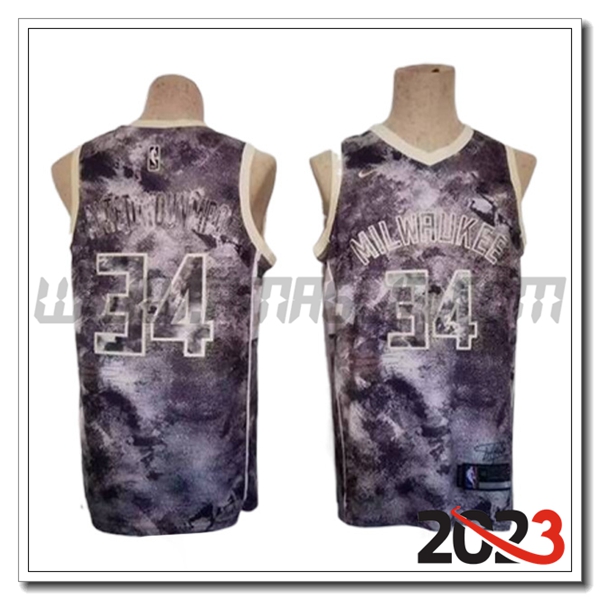Maglia Milwaukee Buckss (ANTETOKOUNMPO #34) 2023/24 viola