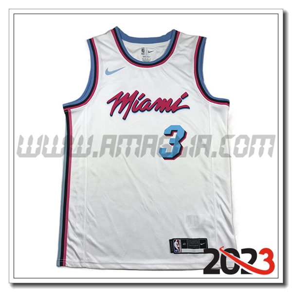 Maglia Miami Heat (WADE #3) 2023/24 Bianco -05
