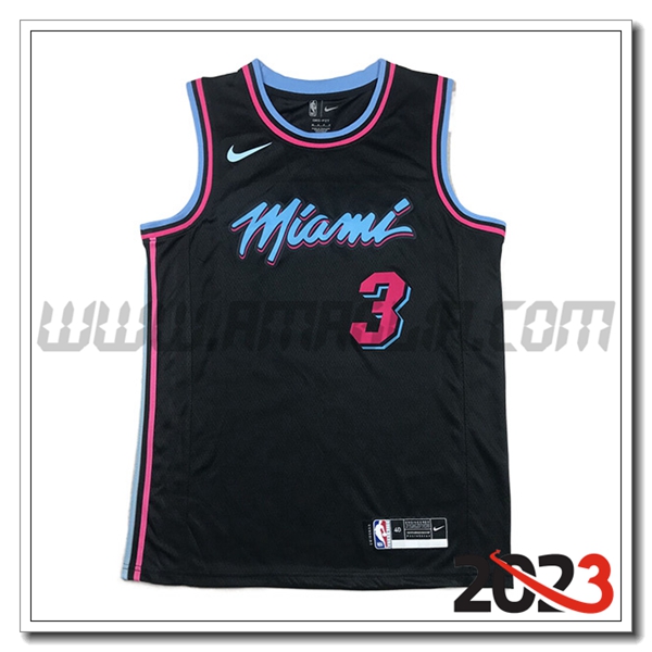 Maglia Miami Heat (WADE #3) 2023/24 Nero -07