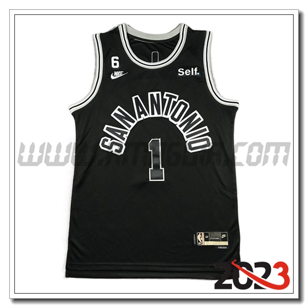 Maglia San Antonio Spurs (WEMBANYAMA #1) 2023/24 Nero -05
