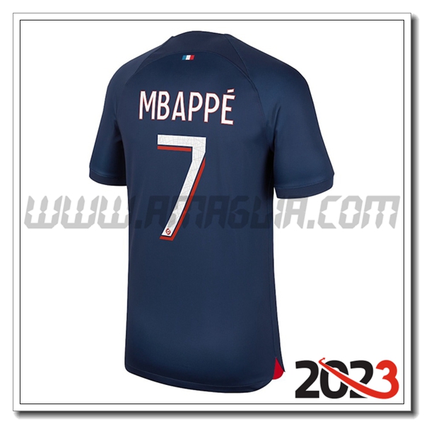 Prima Maglia Calcio PSG MBAPP脡 #7 2023 2024