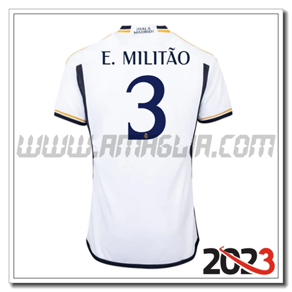 Prima Maglia Calcio Real Madrid E. MILIT脙O #3 2023 2024