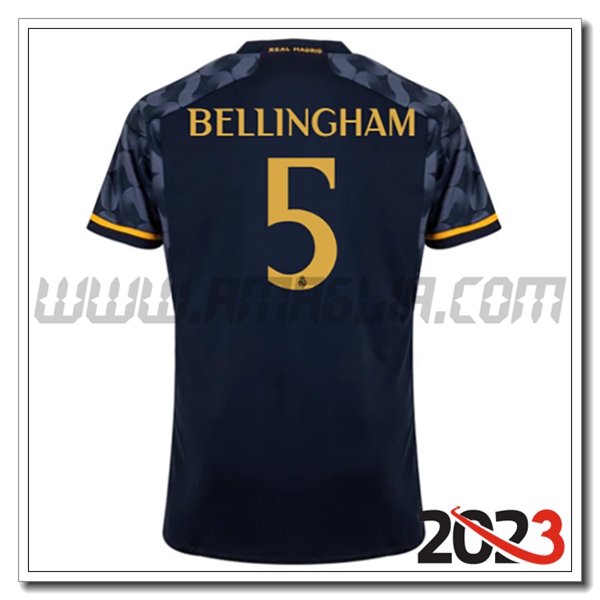 Seconda Maglia Calcio Real Madrid BELLINGHAM #5 2023 2024