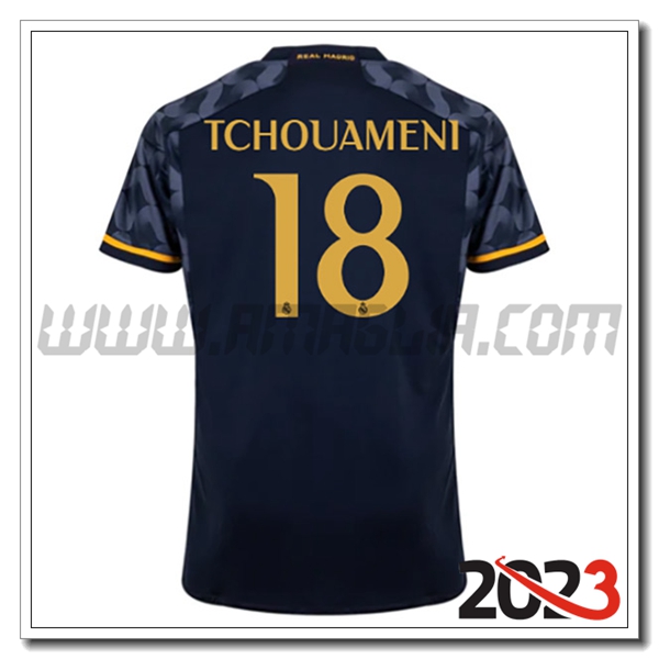 Seconda Maglia Calcio Real Madrid TCHOUAM脡NI #18 2023 2024