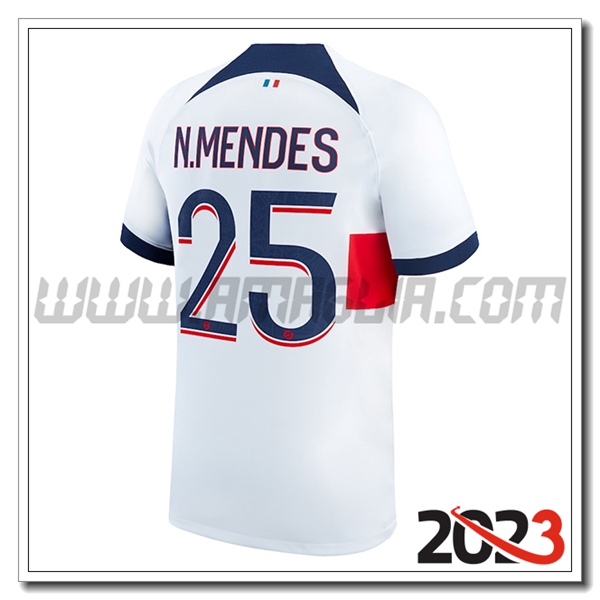 Seconda Maglia Calcio PSG N.MENDES #25 2023 2024