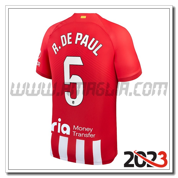 Prima Maglia Calcio Atletico Madrid R. DE PAUL #5 2023 2024