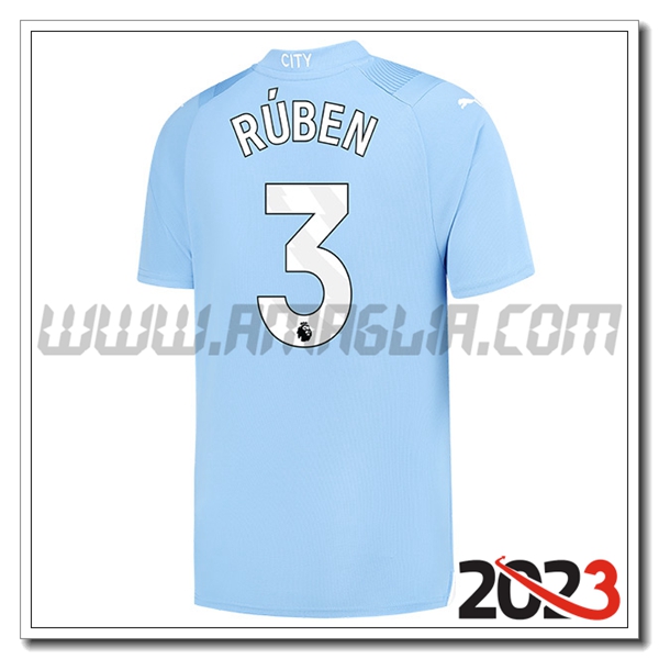 Prima Maglia Calcio Manchester City R脷BEN #3 2023 2024