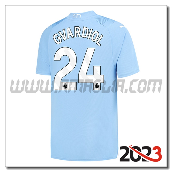 Prima Maglia Calcio Manchester City GVARDIOL #24 2023 2024