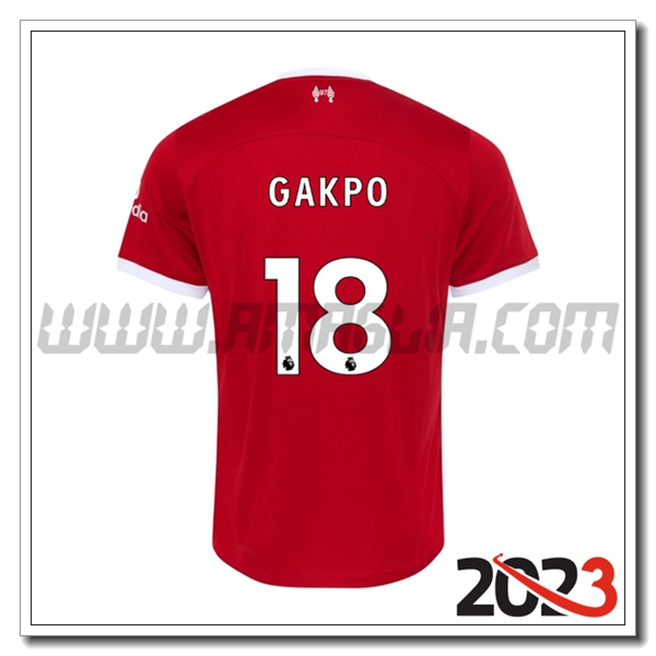 Prima Maglia Calcio FC Liverpool GAKPO #18 2023 2024