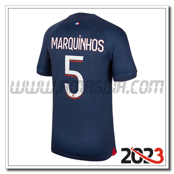 Prima Maglia Calcio PSG MARQUINHOS #5 2023 2024