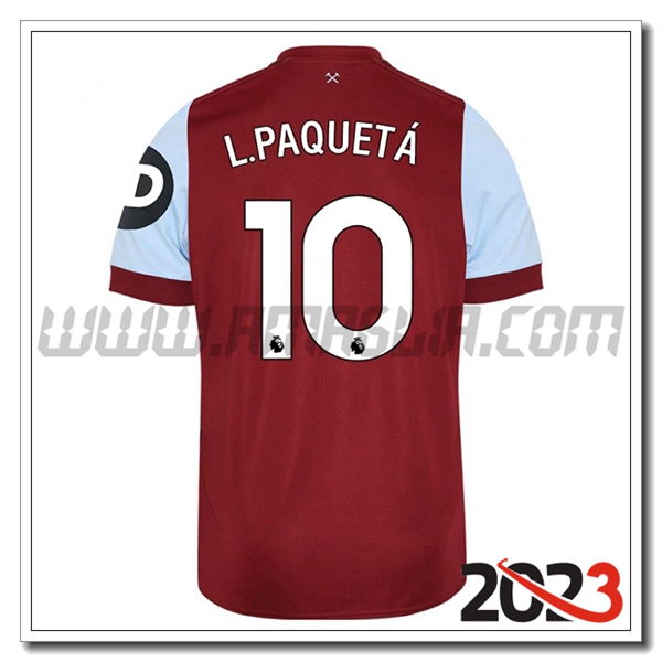 Prima Maglia Calcio West Ham L. PAQUET鑴?#10 2023 2024