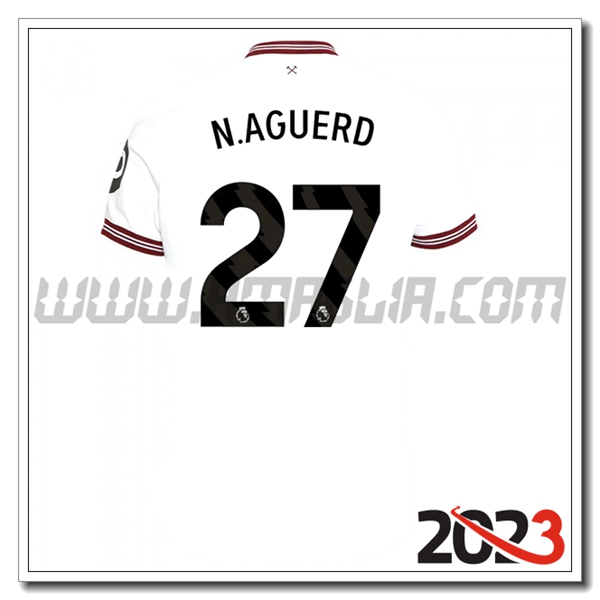 Seconda Maglia Calcio West Ham N. AGUERD #27 2023 2024