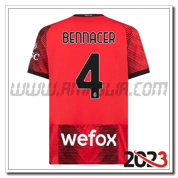 Prima Maglia Calcio AC Milan BENNACER #4 2023 2024