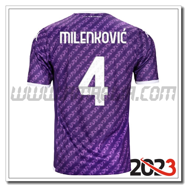 Prima Maglia Calcio ACF Fiorentina MILENKOVIC #4 2023 2024