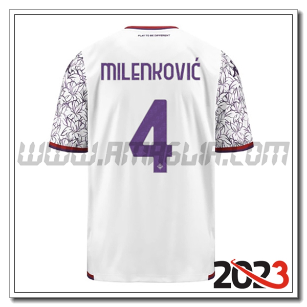Seconda Maglia Calcio ACF Fiorentina MILENKOVIC #4 2023 2024