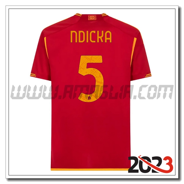 Prima Maglia Calcio AS Roma NDICKA #5 2023 2024