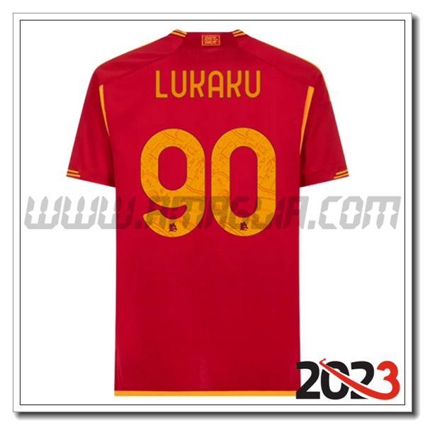 Prima Maglia Calcio AS Roma LUKAKU #90 2023 2024