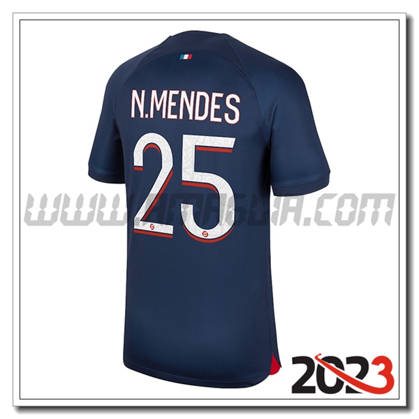 Prima Maglia Calcio PSG N.MENDES #25 2023 2024