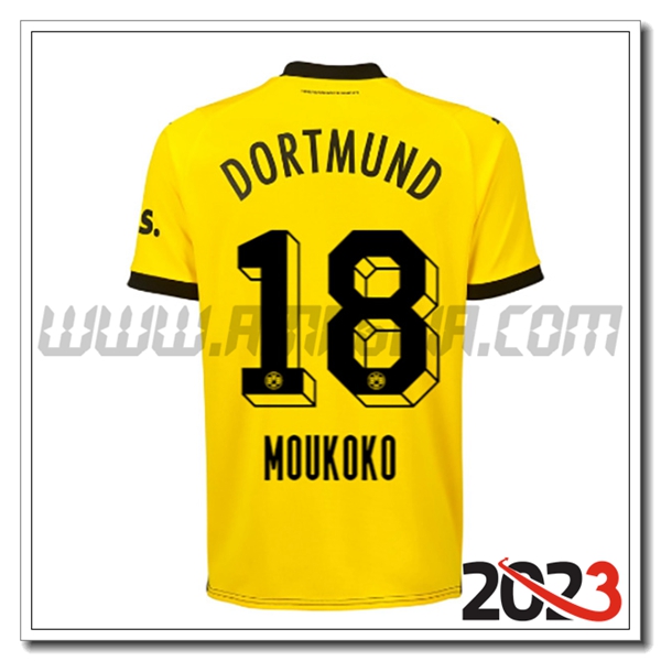 Prima Maglia Calcio Dortmund BVB MOUKOKO #18 2023 2024