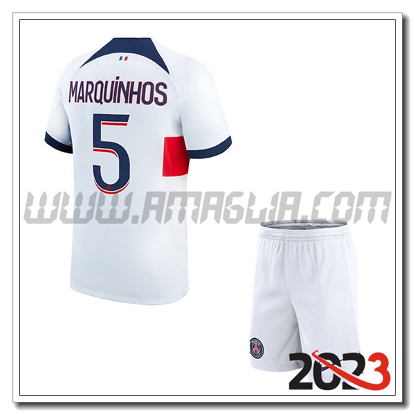 Kit Maglia PSG Bambino MARQUINHOS #5 Seconda 2023 2024