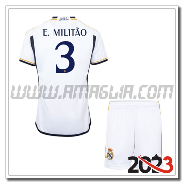 Kit Maglia Real Madrid Bambino E. MILIT脙O #3 Prima 2023 2024