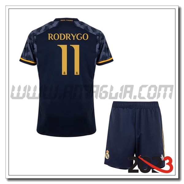 Kit Maglia Real Madrid Bambino RODRYGO #11 Seconda 2023 2024